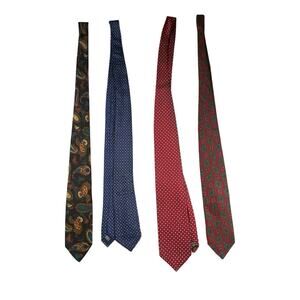 Lot of 4 Mens Silk Ties Classic Paisley Geometric Chaps Roberto Villini Bundle